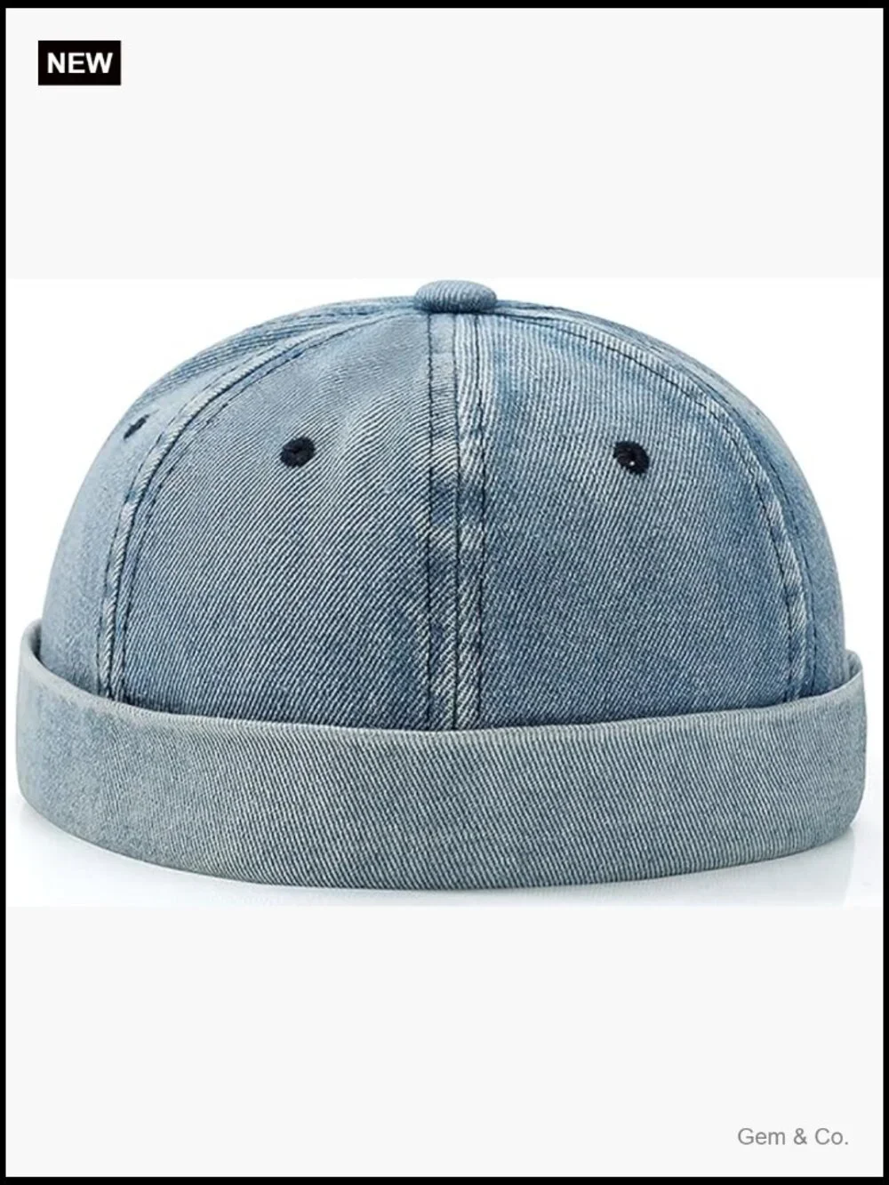 Adjustable Vintage Denim Beanie Cap - Breathable Lightweight Unisex